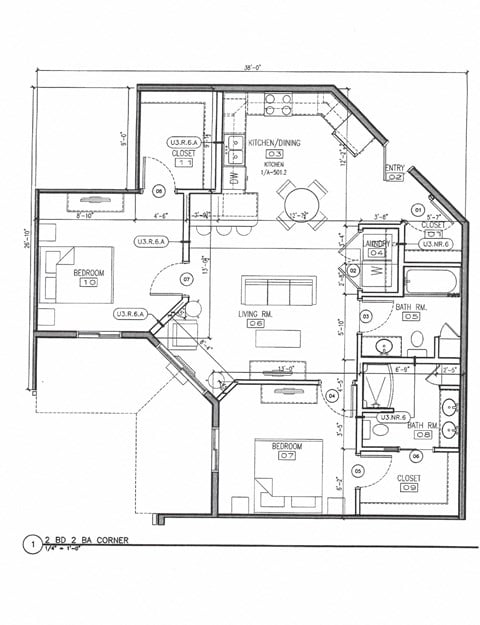 Floor plan for 2 beds, 2 baths, 1060 sqft